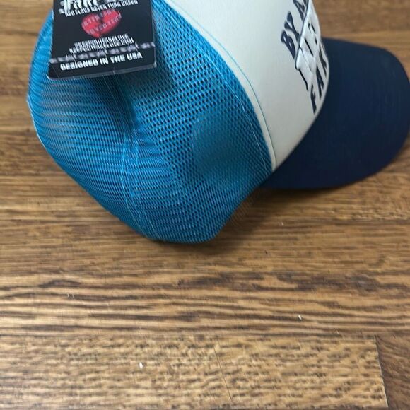 NWT Keep Out Fake Love Mens Blue White By Any Means Mesh Snapback Trucker‎ Cap - Picture 4 of 8